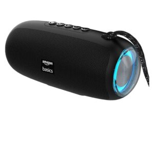 amazon basics B10 10W RMS Bluetooth Speaker with 2000 mAh Battery | Up to 8 hrs of Playback | RGB | Bluetooth 5.3, AUX in, USB & Micro SD Card Connectivity | Type-C Charging (Black)