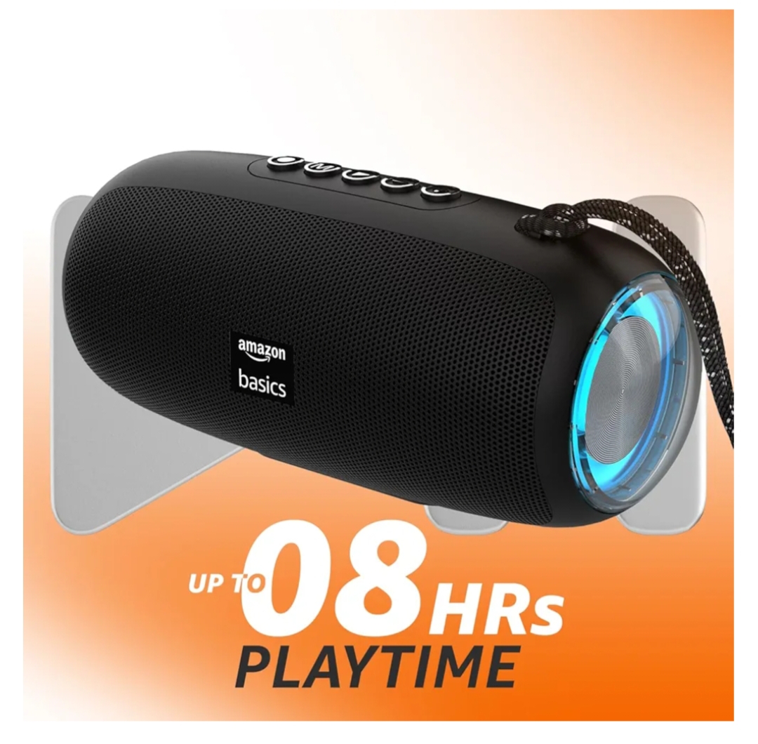 amazon basics B10 10W RMS Bluetooth Speaker with 2000 mAh Battery | Up to 8 hrs of Playback | RGB | Bluetooth 5.3, AUX in, USB & Micro SD Card Connectivity | Type-C Charging (Black) - Image 6
