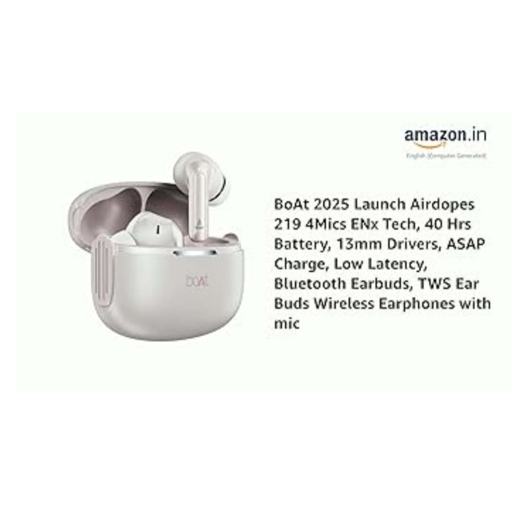 boAt 2025 Launch Airdopes 219, 4Mics ENx, 40H Battery, Best in Segment for Calling, Stream Ad Free Music via App Support, Bluetooth Earbuds, TWS Ear Buds Wireless Earphones with mic (Ivory Mist) - Image 2