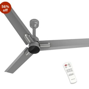 POLYCAB Wizzy Neo 1200mm 5-Star BLDC, Remote Ceiling fan for Living Room| 55% Energy Saving, 100% Copper, High Air Delivery, 6 Speed Setting, Reversible & Timer | 4-yr Warranty【Grey Chrome】
